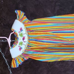 Banana Split Stripe Flamingo Smock Dress